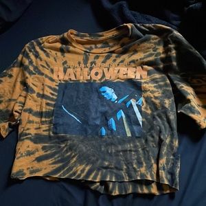 halloween michael myers tie dye crop top